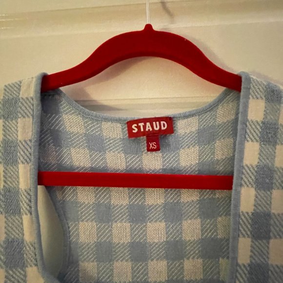 Staud Blue & White Checkered Sweater Dress - Picture 5 of 6